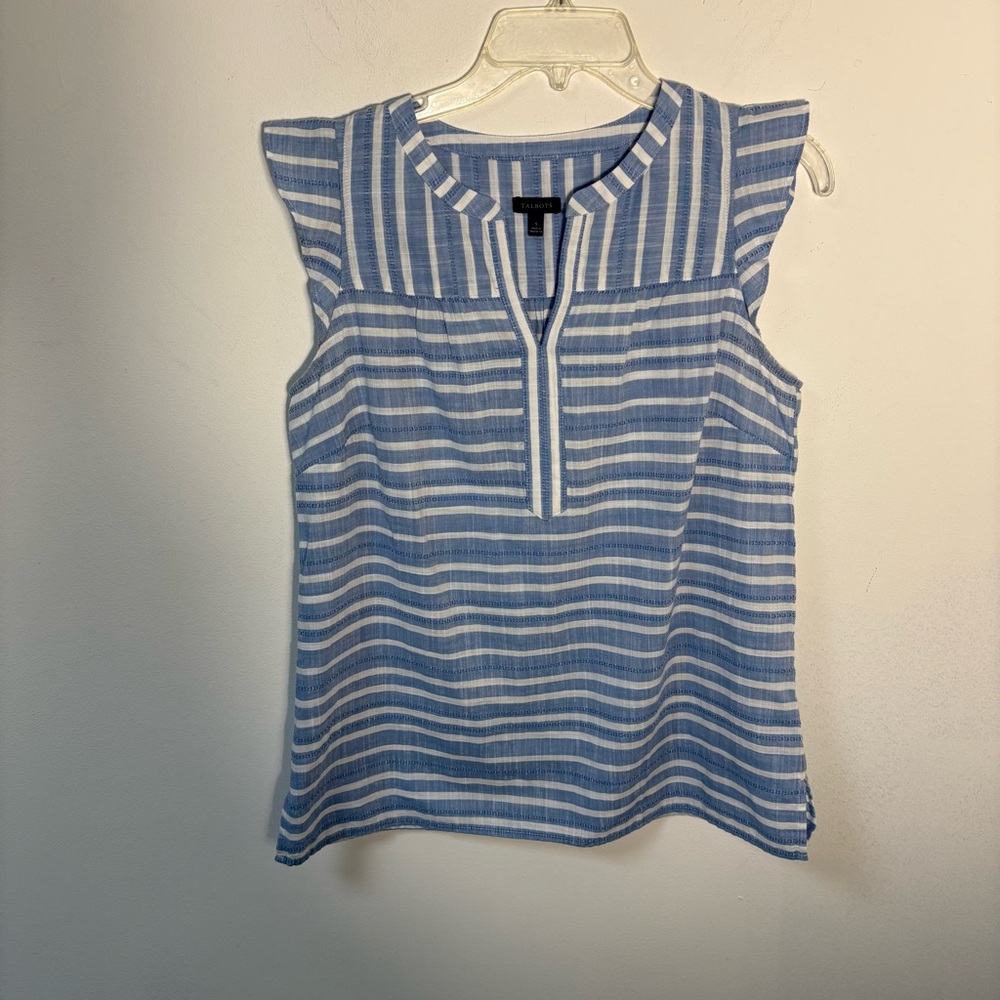 Talbots Blue and White Striped Women's Top
Cotton sleeveless Small